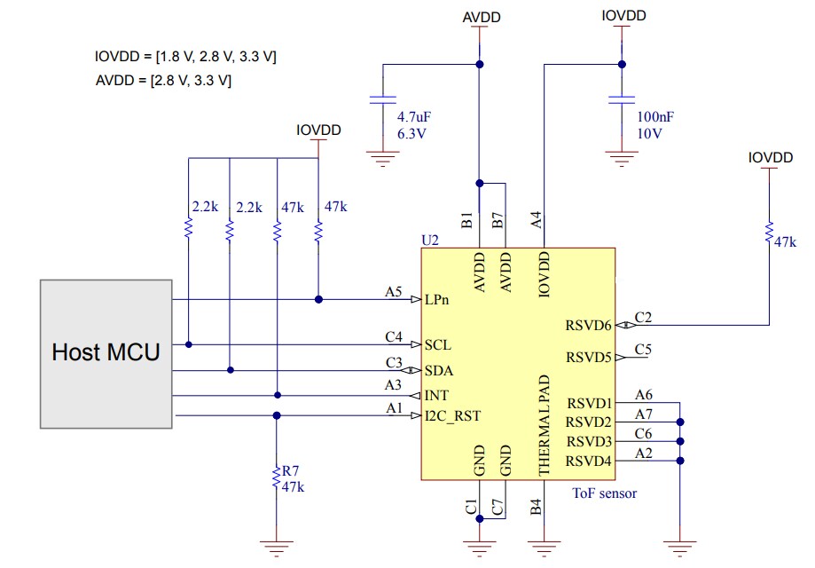 Schematic - STMicroelectronics VL53L7CH Time-of-Flight (ToF) Sensor